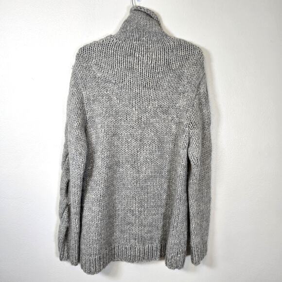 Club Monaco Chunky Cable Knit Sweater Women's M Gray Alpaca Blend Longline - Picture 2 of 8